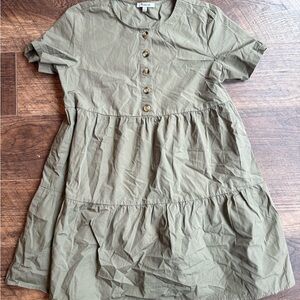 Madewell Olive Green Button-Up Dress